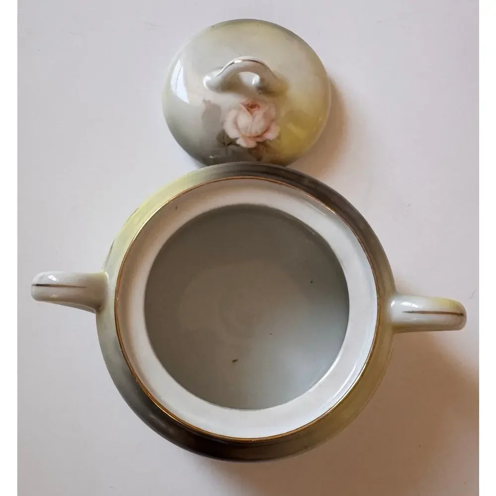 Vtg RS Germany Sugar Bowl Hand Painted 6